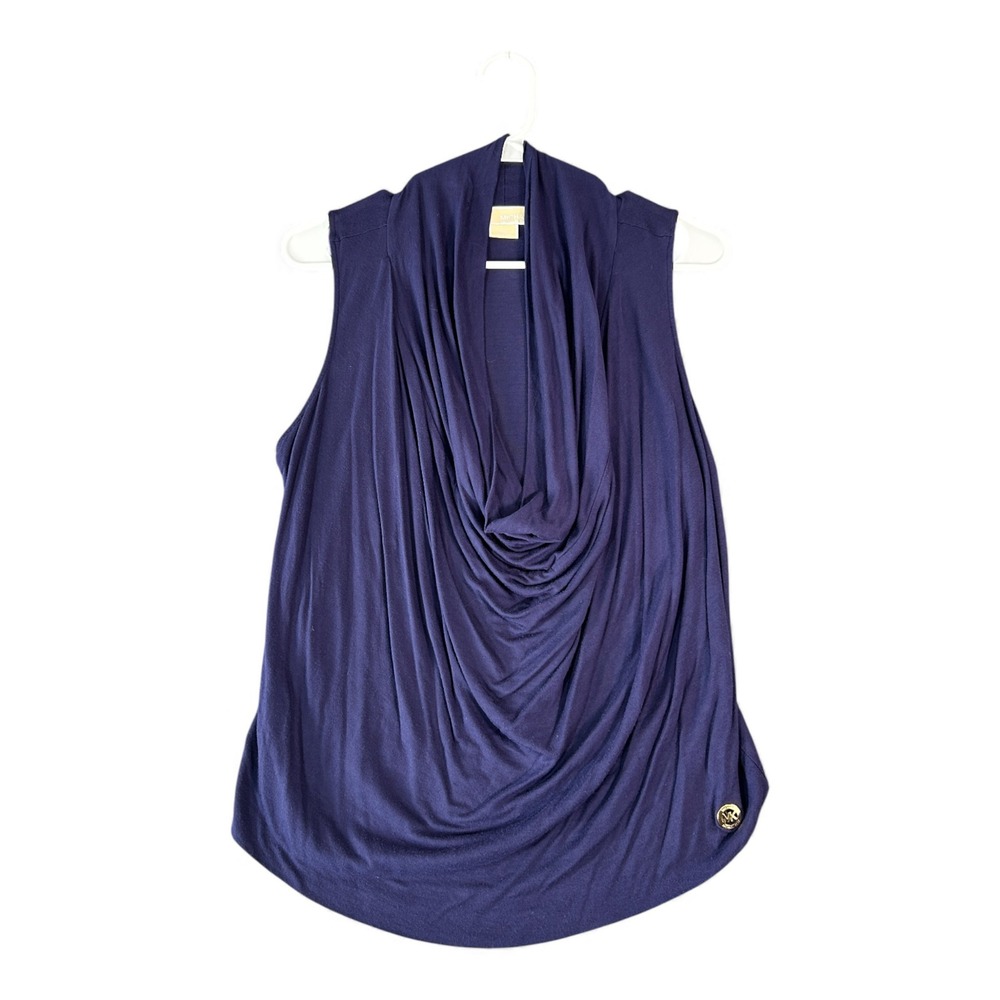 MICHAEL KORS Sleeveless Drape Neck Cowl Neck Top Blue Women's M